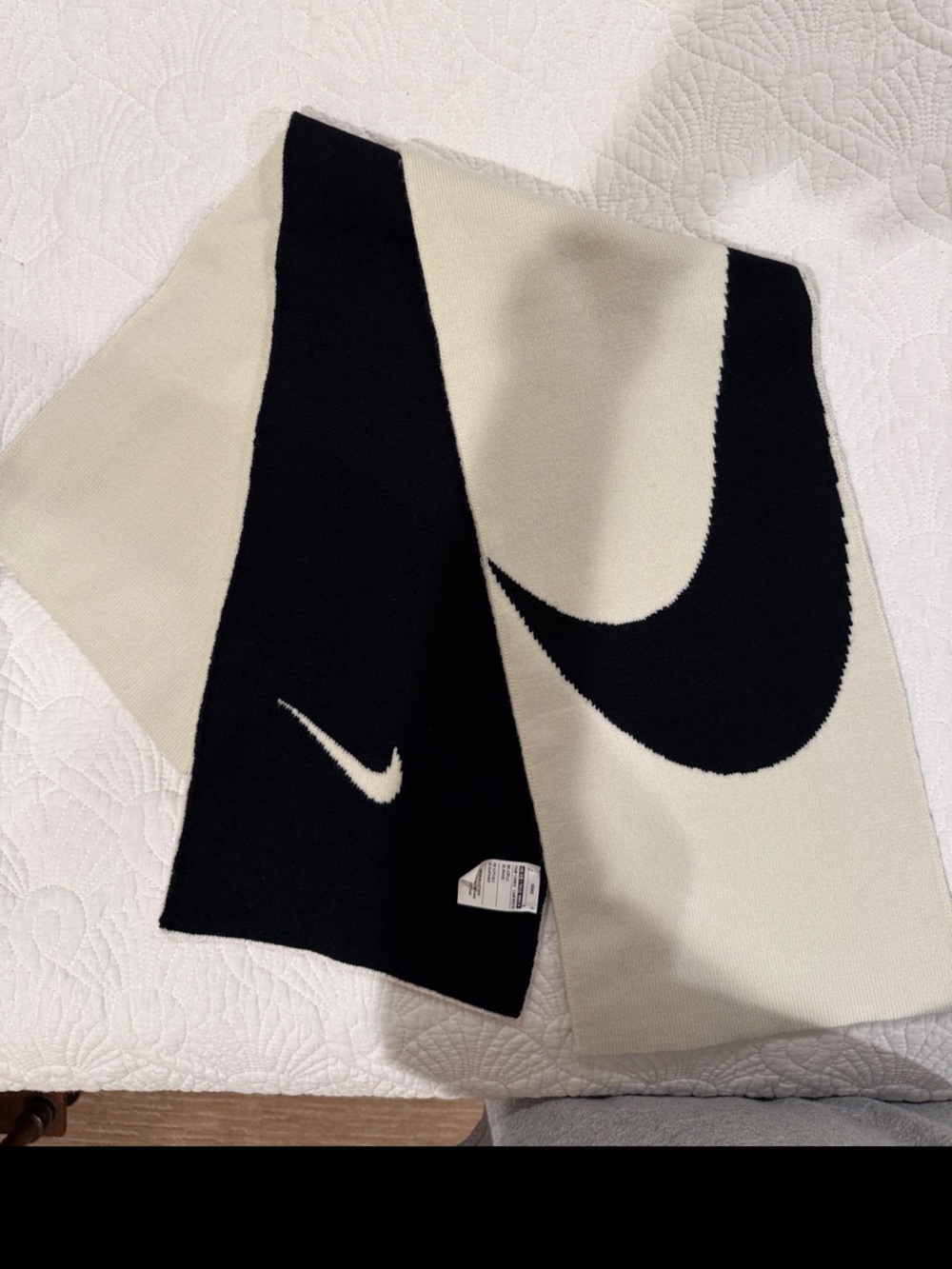 Unisex Nike Swoosh Black & Cream Scarf